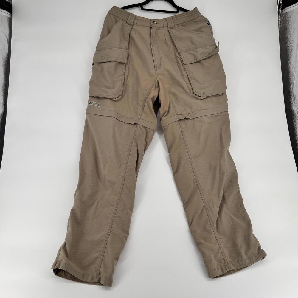 Columbia Pants Mens Small Khaki Cargo Convertible Zip Off Hiking Outdoor Trail